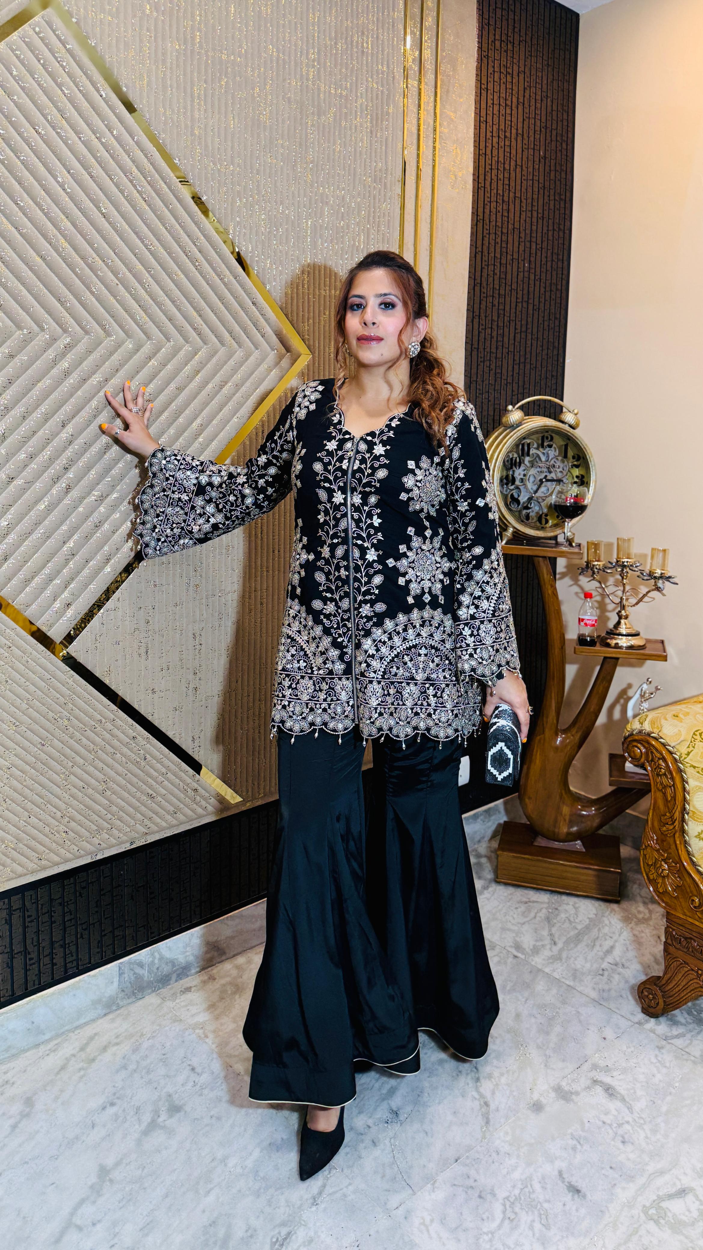 Black Belvedere Garara Co-Ord | Lakhina Couture - Look 6
