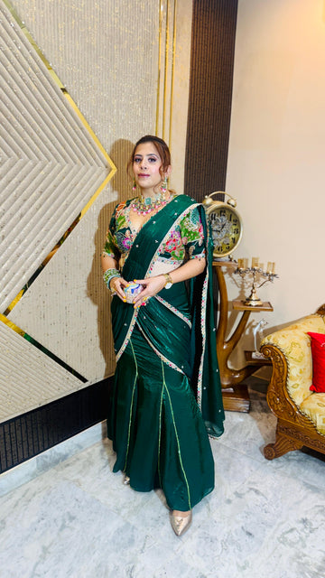 Ciroc Green Cocktail Saree