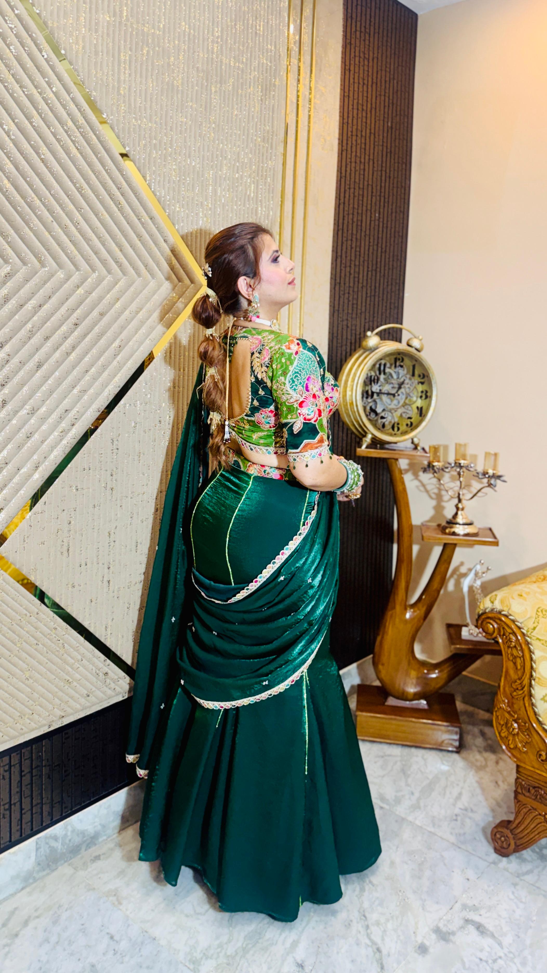 Ciroc Green Cocktail Saree