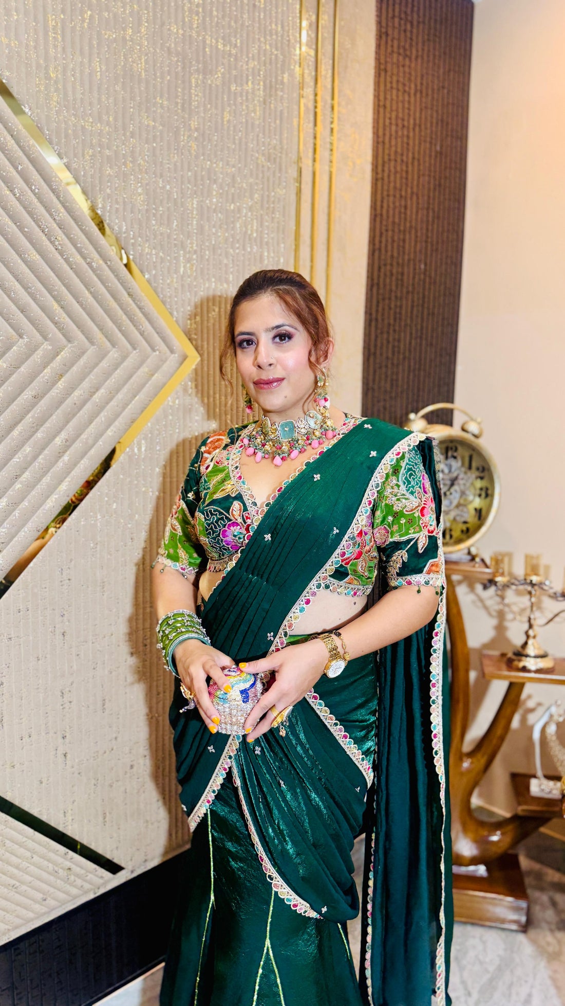 Ciroc Green Cocktail Saree