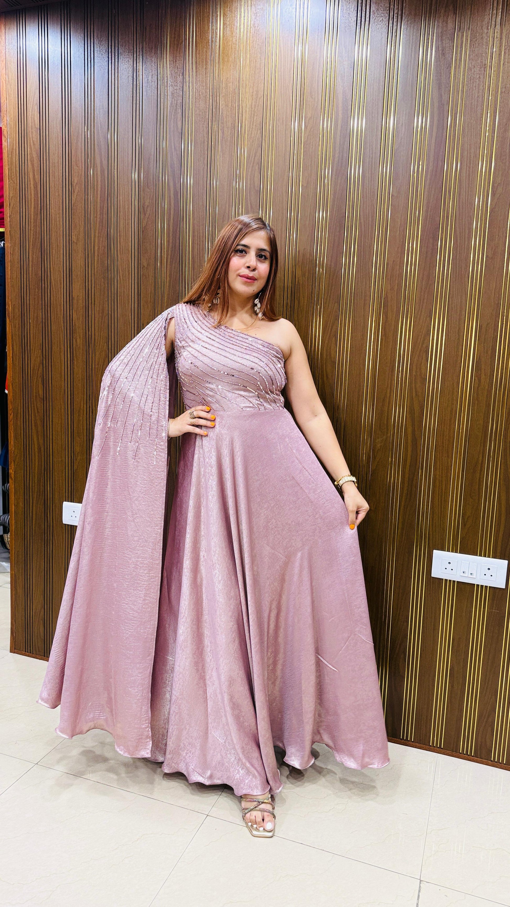 Lilac Shimmer Gown | Lakhina Couture