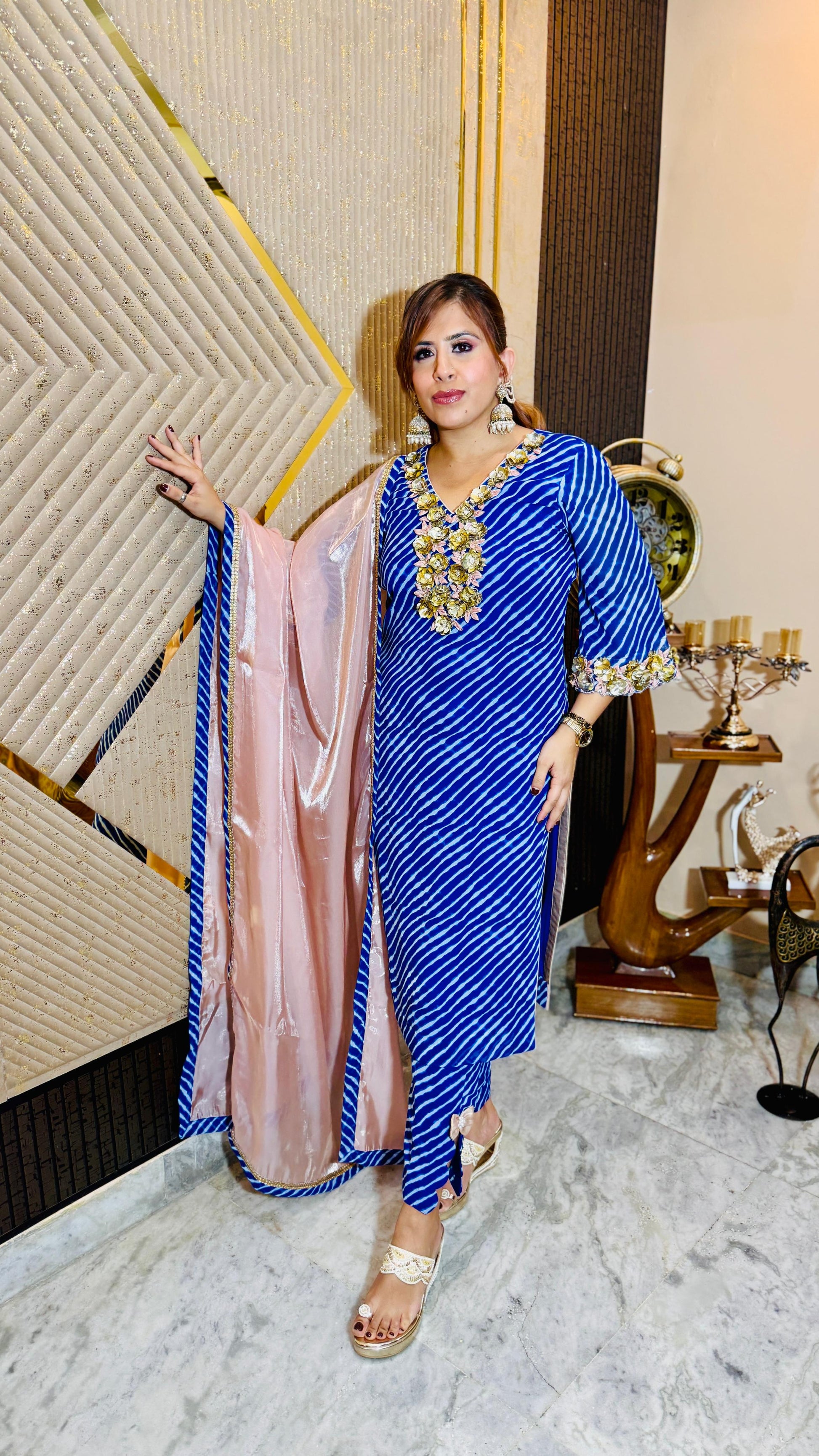 Royal Blue Leheriya Suit | Lakhina Couture - Look 8