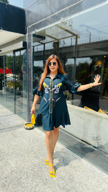 Peacock Flower Power  Dress | Lakhina Couture
