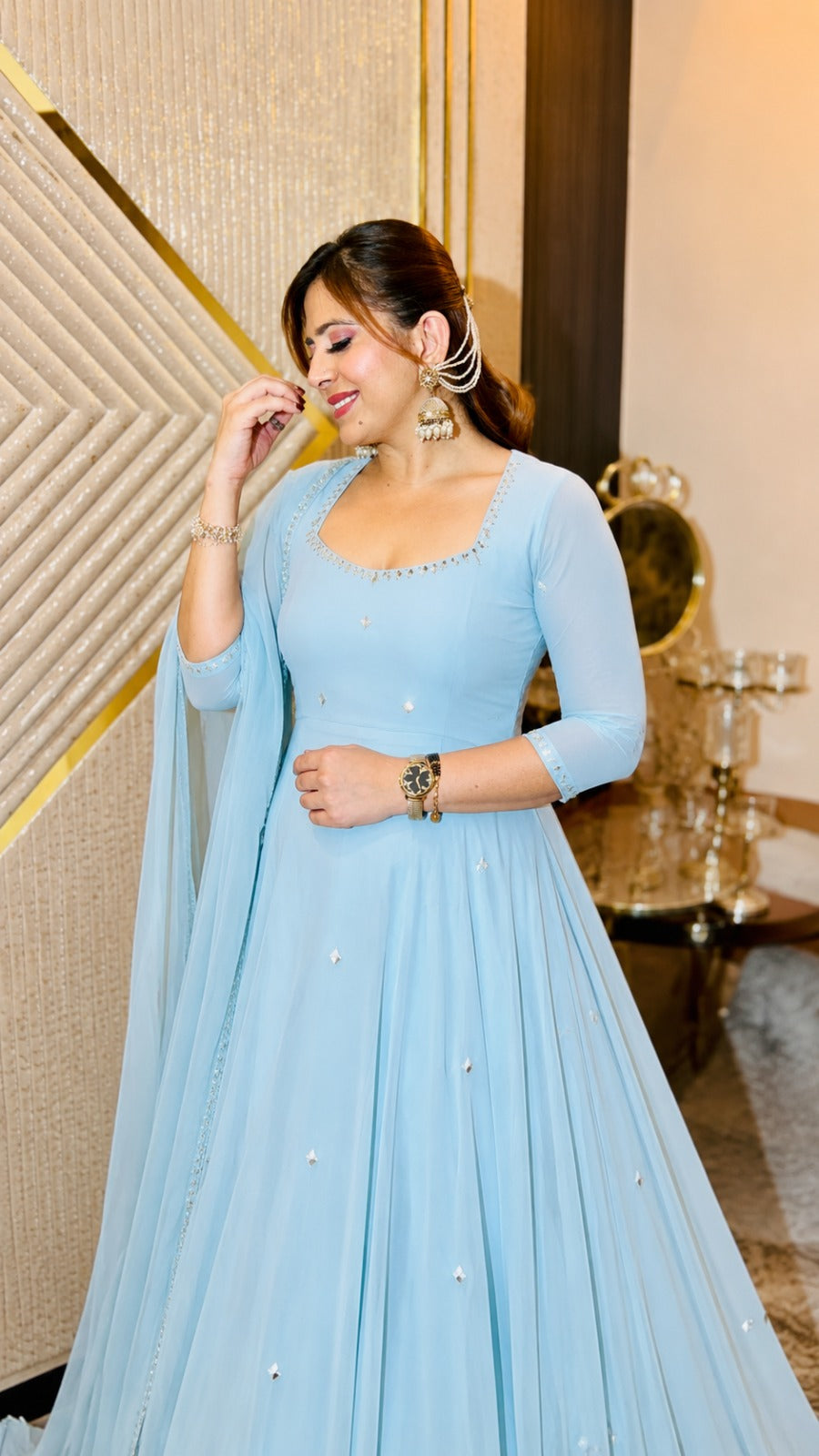 Blue Elegance Anarkali Set