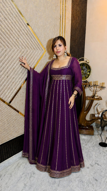 Purple Desire Anarkali Set