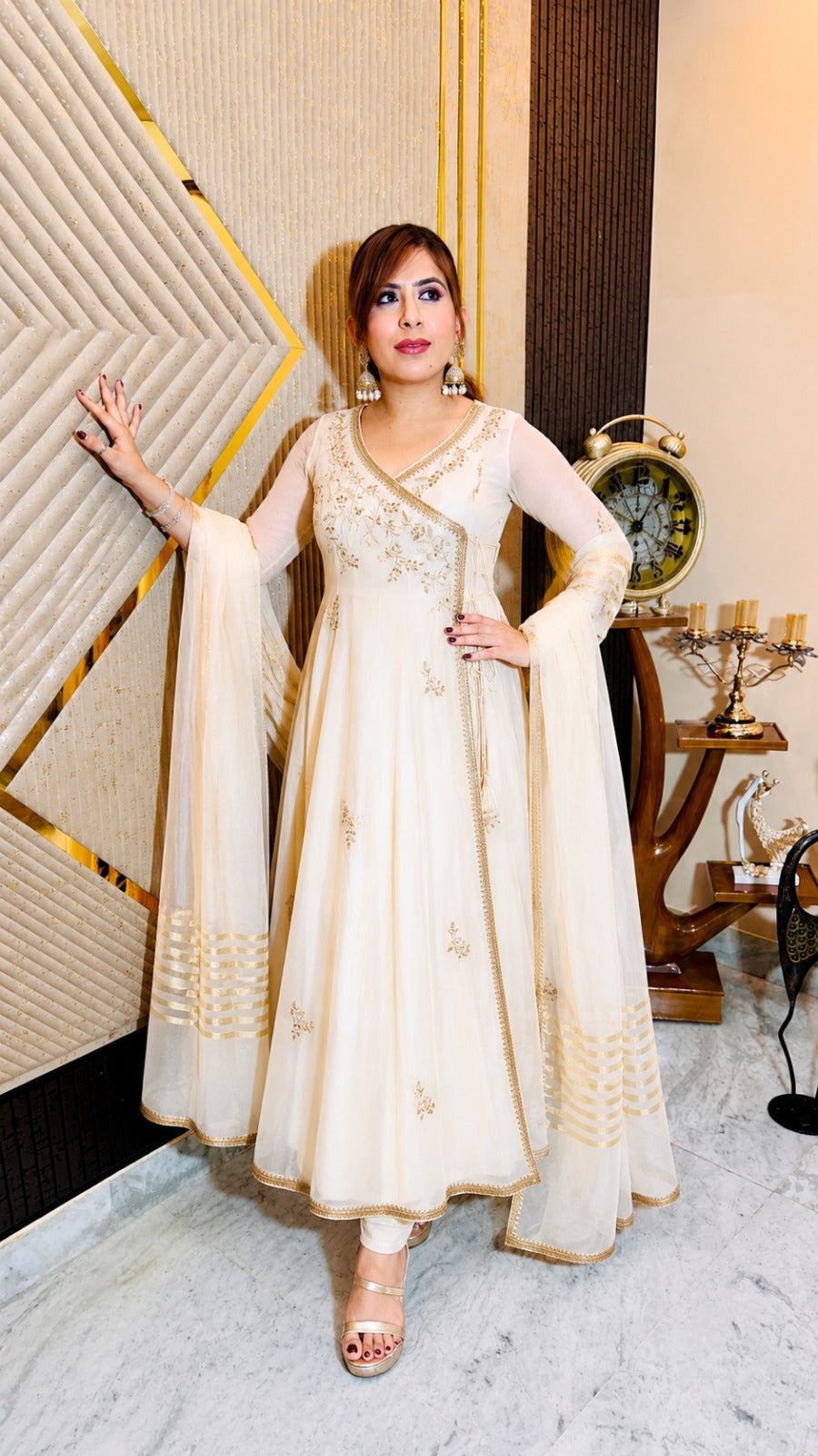 Ivory Bloom Anarkali Set