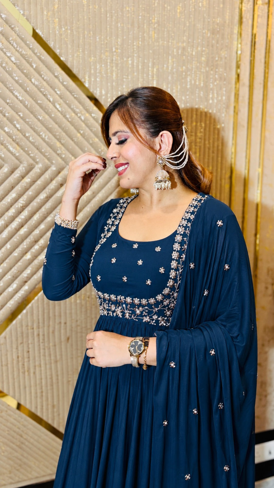 Teal Symphony Anarkali