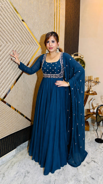 Teal Symphony Anarkali