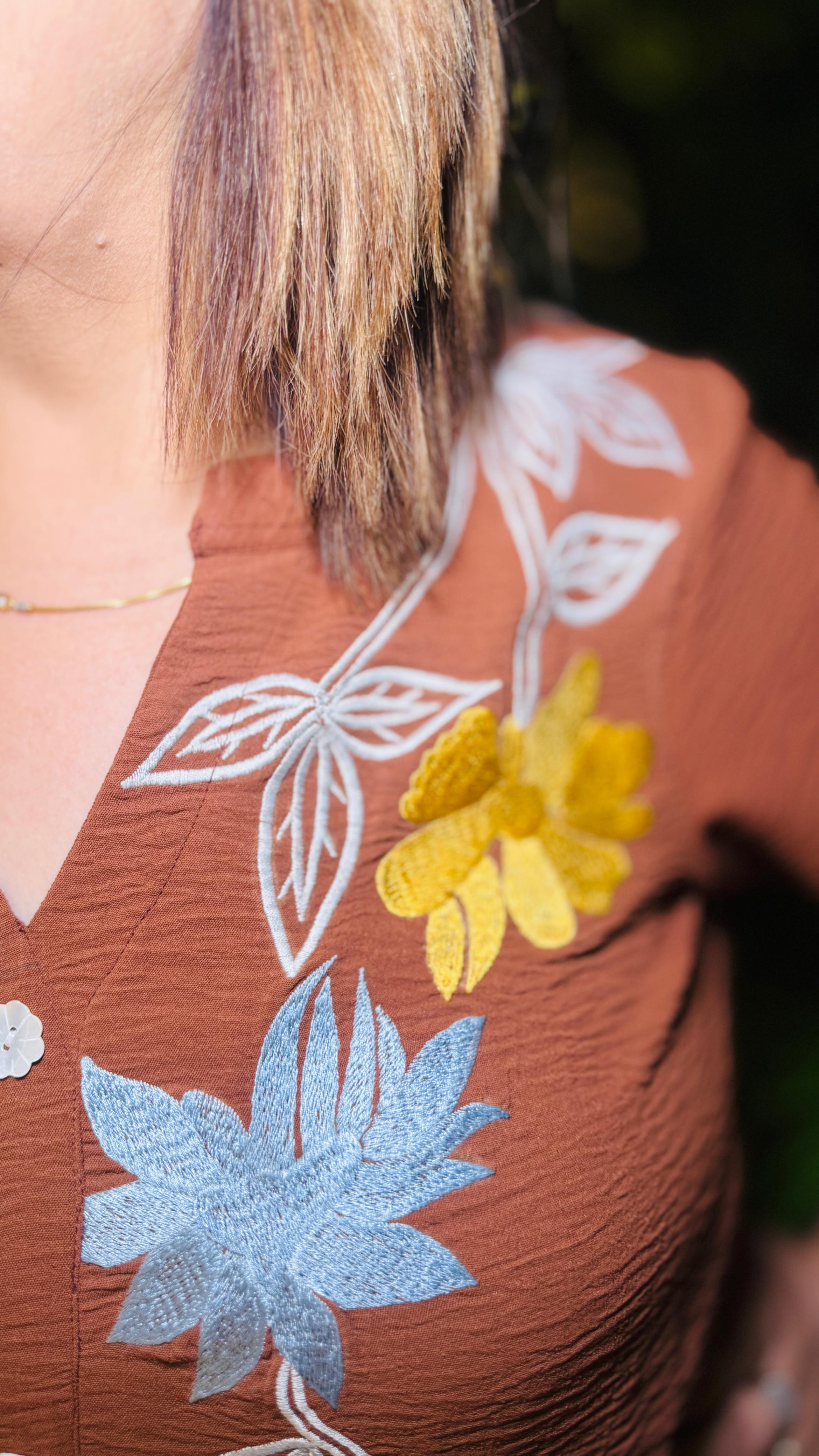 Brown Crushed Cotton Midi