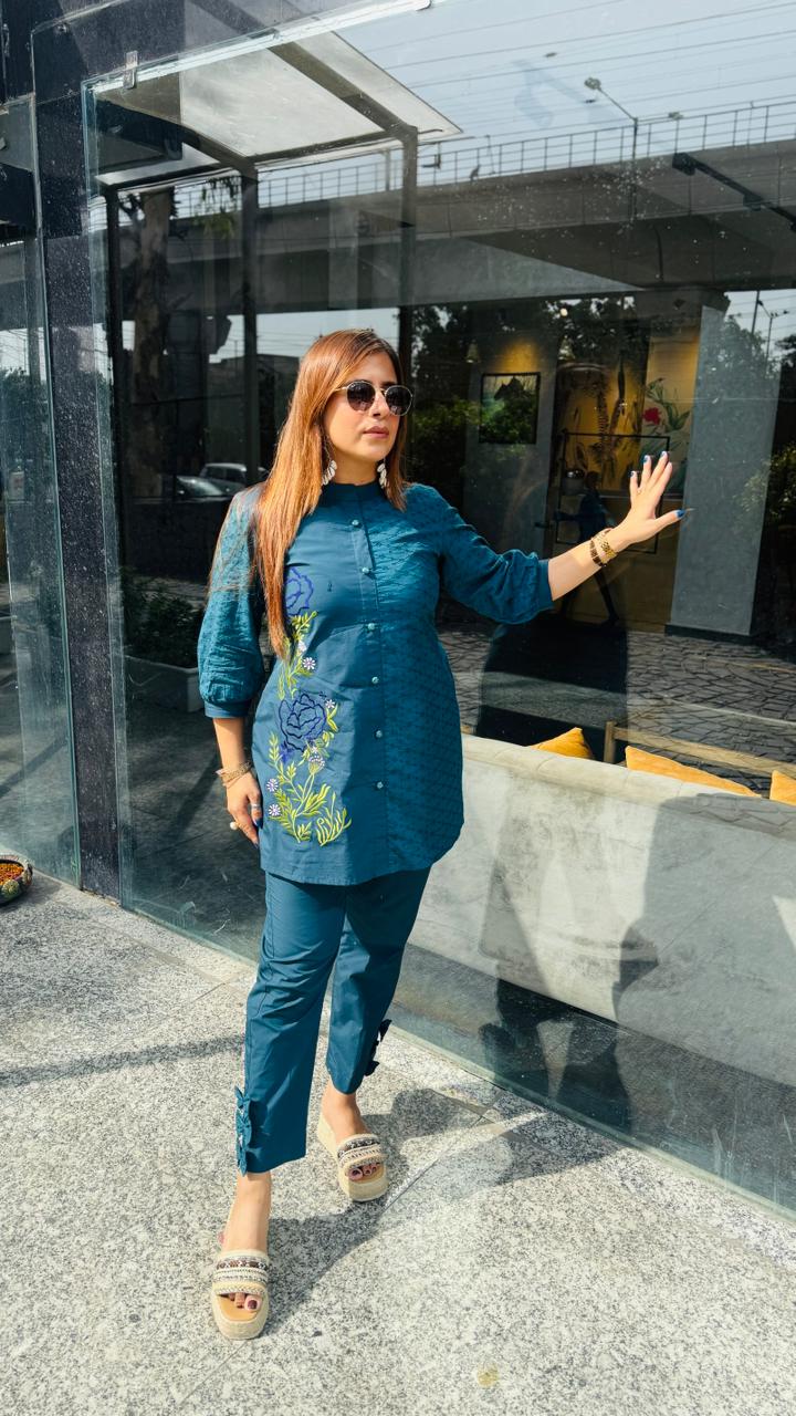 Peacock Chikan Co-ord