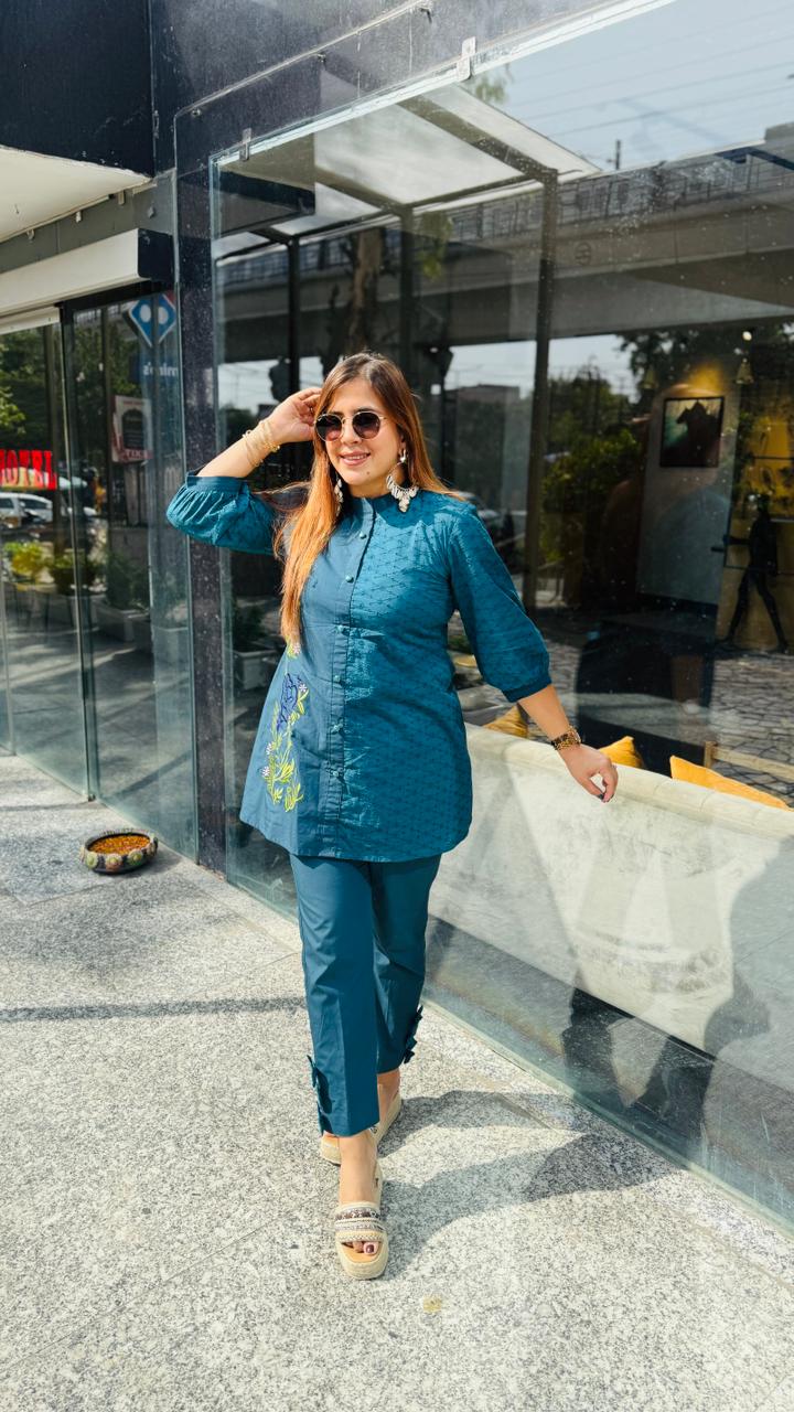 Peacock Chikan Co-ord