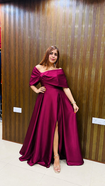 Magenta Moonlight Satin Gown