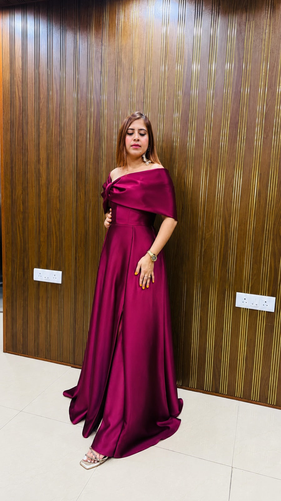 Magenta Moonlight Satin Gown