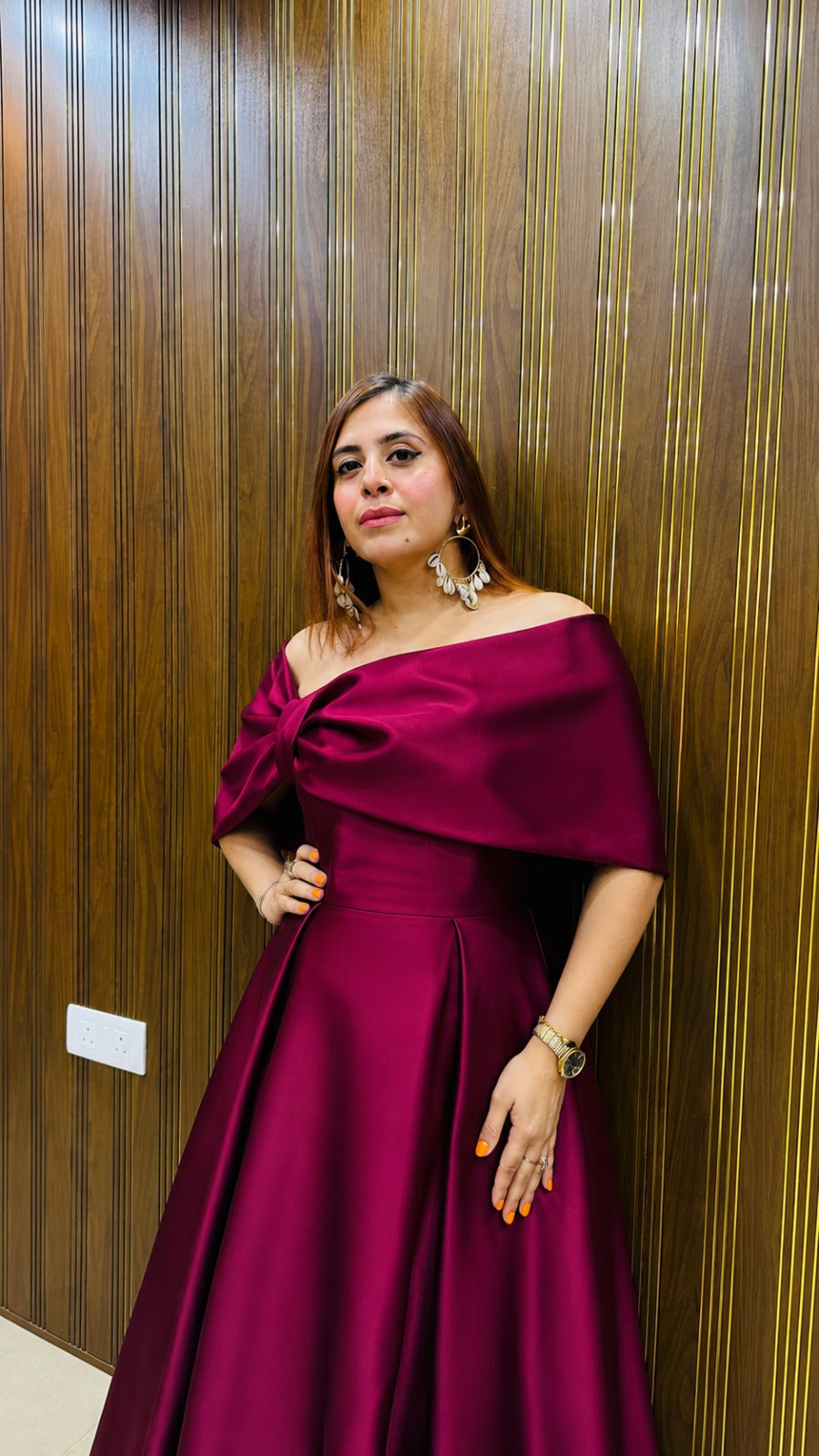 Magenta Moonlight Satin Gown | Lakhina Couture