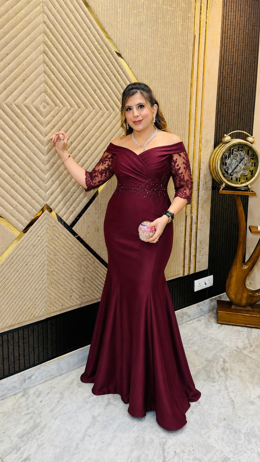 Wine Royale Mermaid Gown