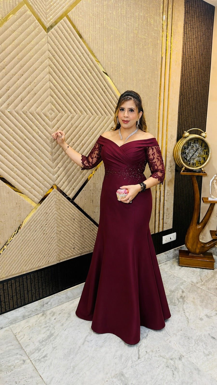 Wine Royale Mermaid Gown
