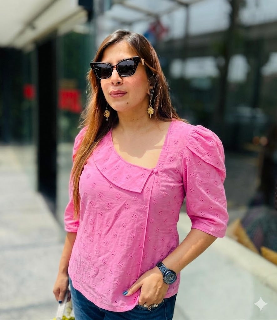 Pink Schiffli Top