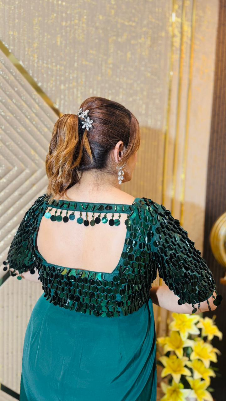 Fringe It Green Drape Gown