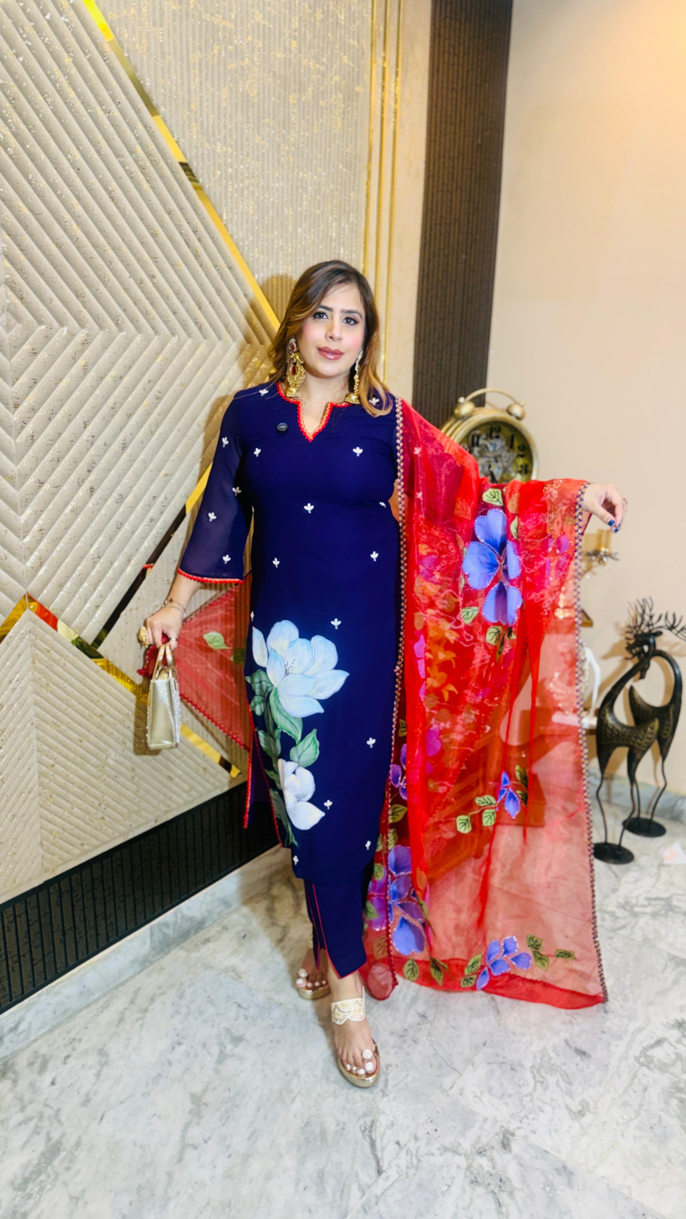 Purplicious Handpainted Suit