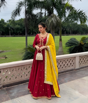 Maharani Maroon Anarkali Suit