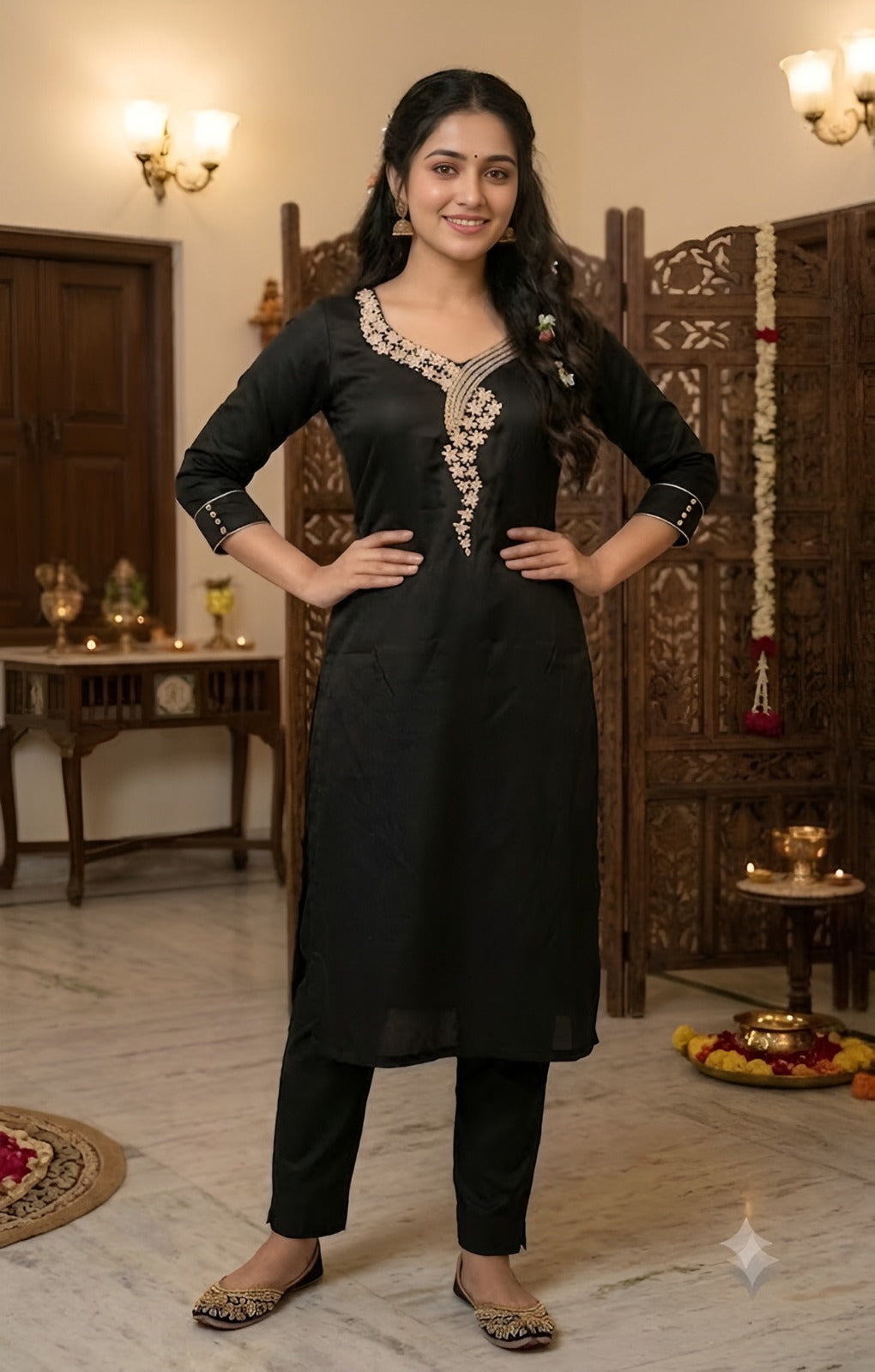 Black Grace Floral Kurta Set