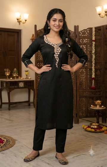 Black Grace Floral Kurta Set