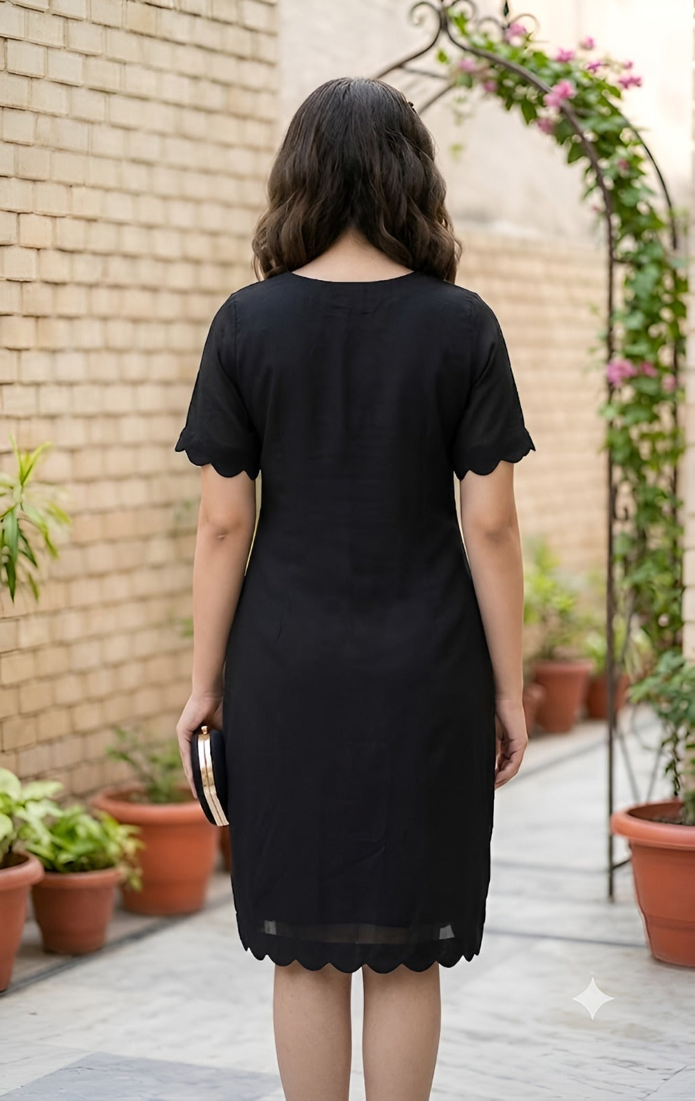 Classic Black Botanical Dress