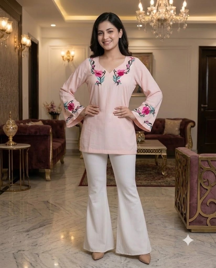 Rosé Blossom Embroidered Top