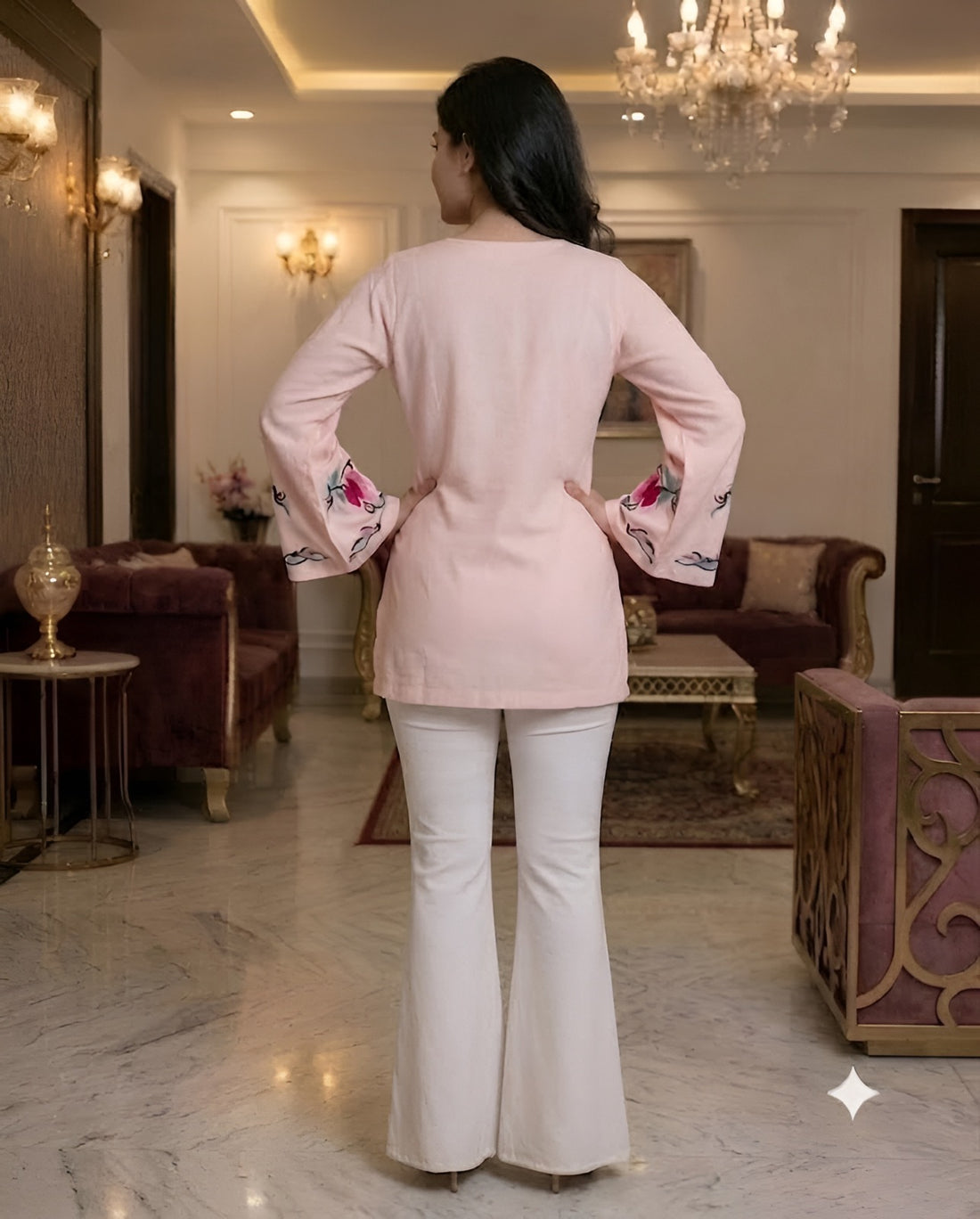 Rosé Blossom Embroidered Top
