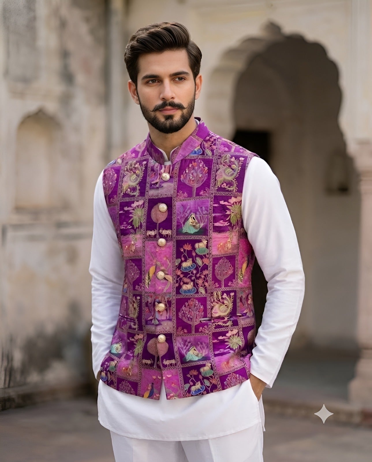 Imperial Orchid Festive Jacket Kurta Set