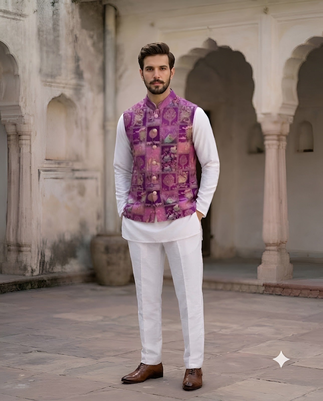 Imperial Orchid Festive Jacket Kurta Set
