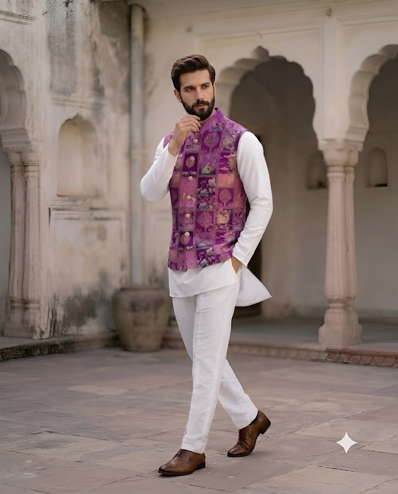 Imperial Orchid Festive Jacket Kurta Set
