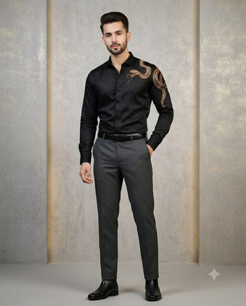 Golden Serpent Black Designer Shirt