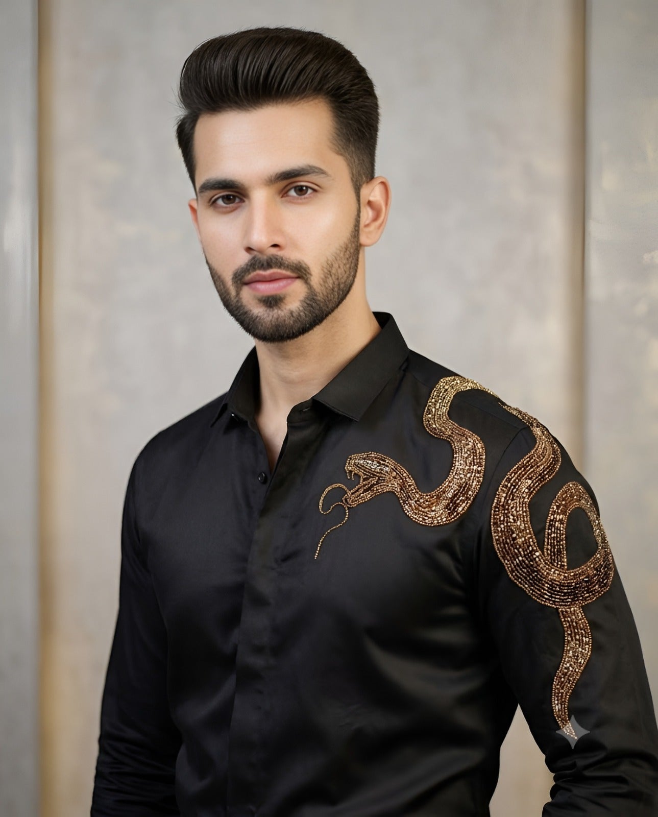 Golden Serpent Black Designer Shirt