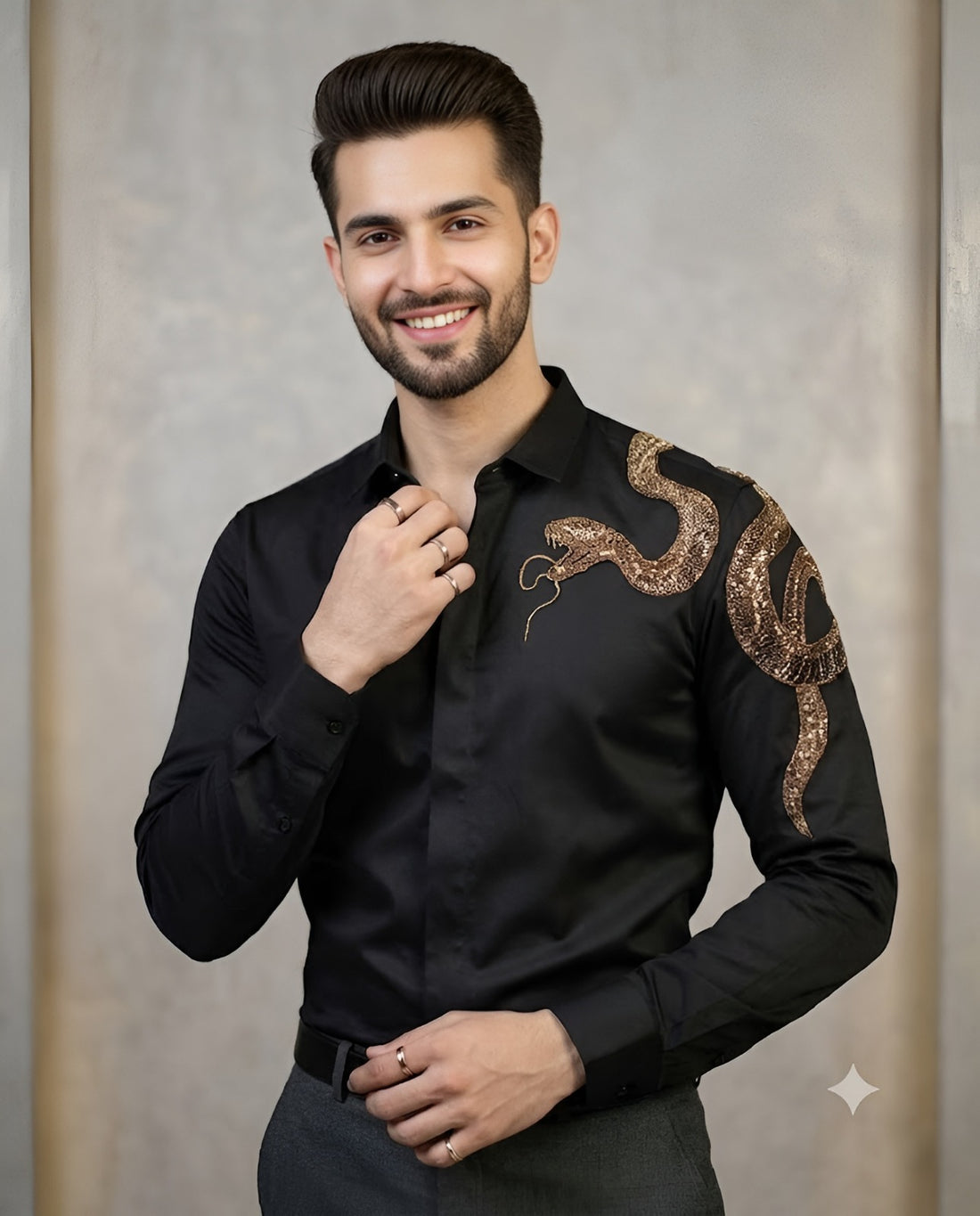 Golden Serpent Black Designer Shirt