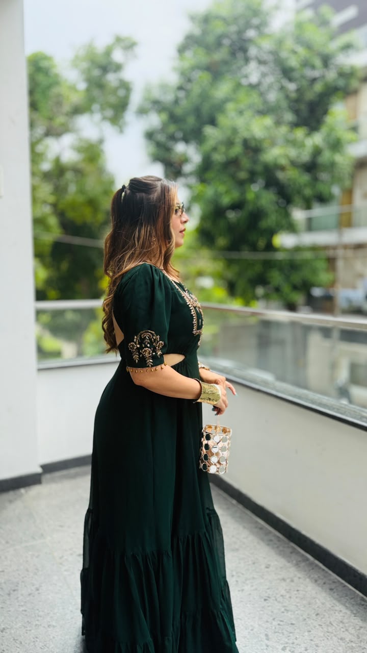 Green Teej Ethnic Maxi