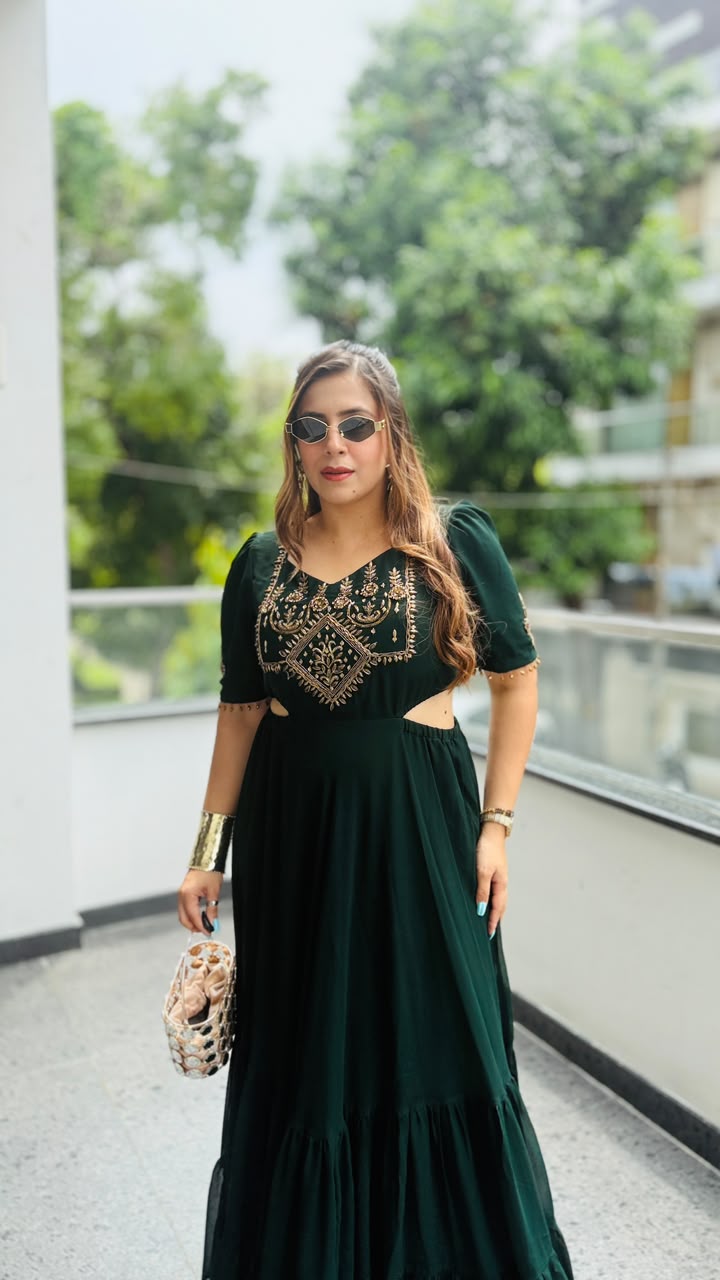 Green Teej Ethnic Maxi