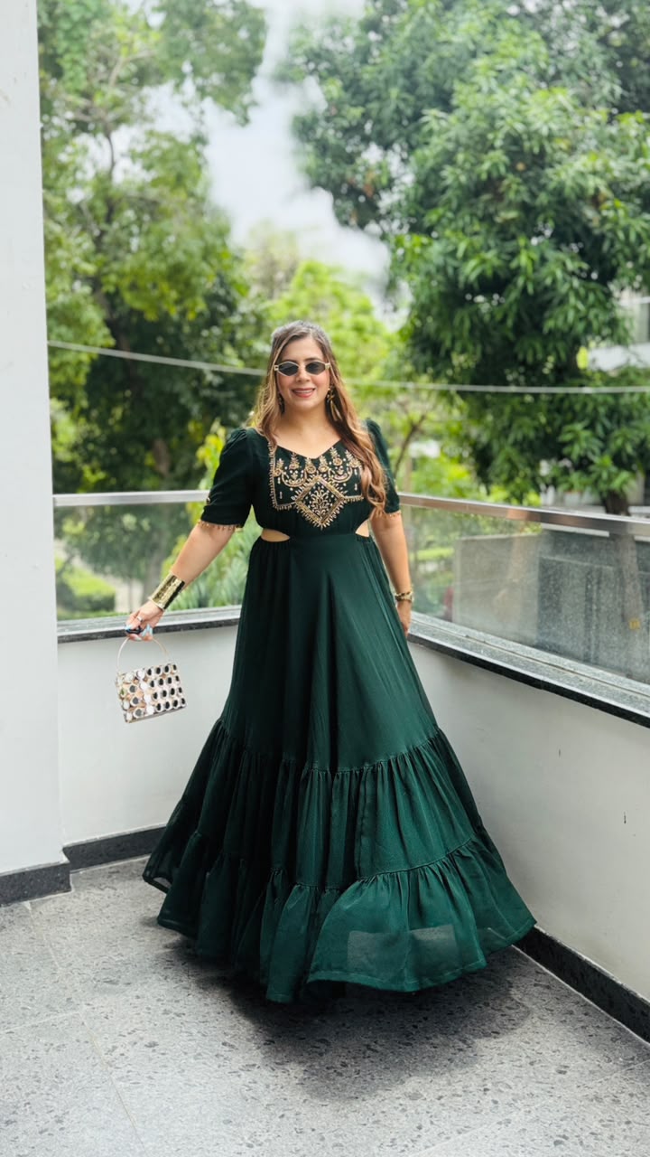 Green Teej Ethnic Maxi