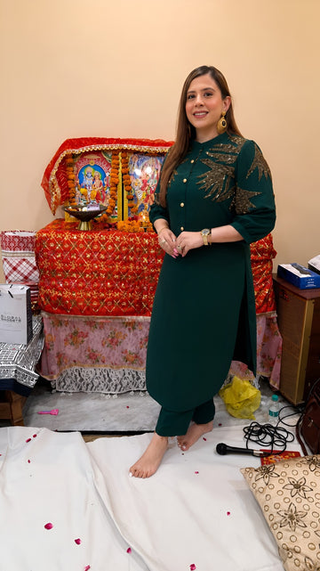 Green Embroidered Co-Ord