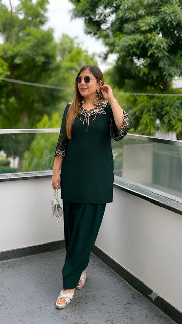 Green Farshi Salwar Co-Ord