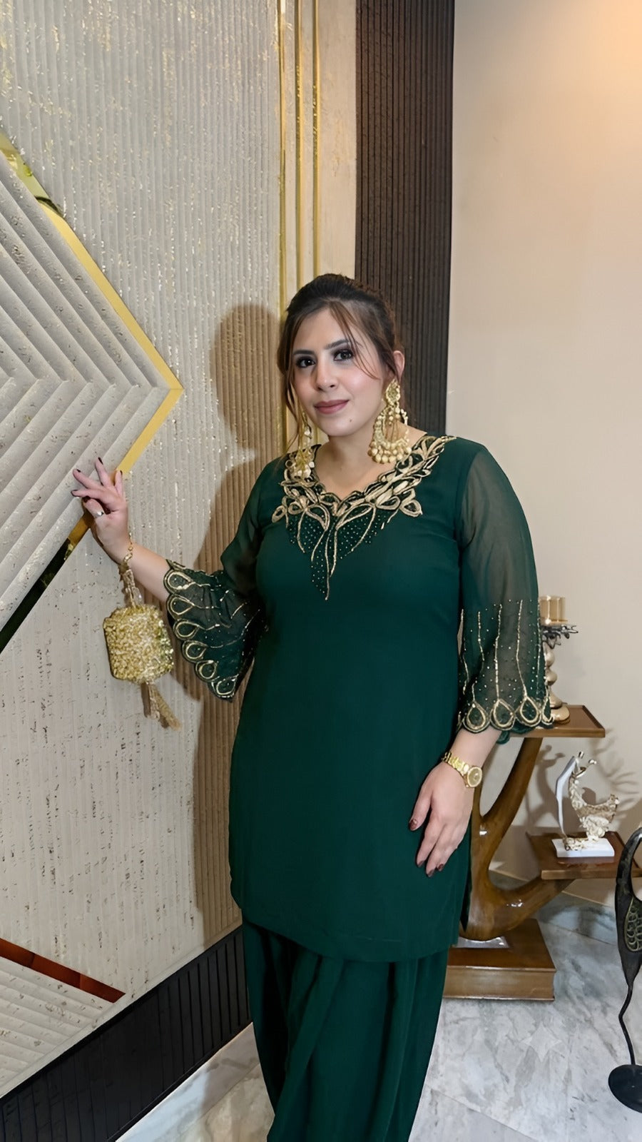 Green Farshi Salwar Co-Ord