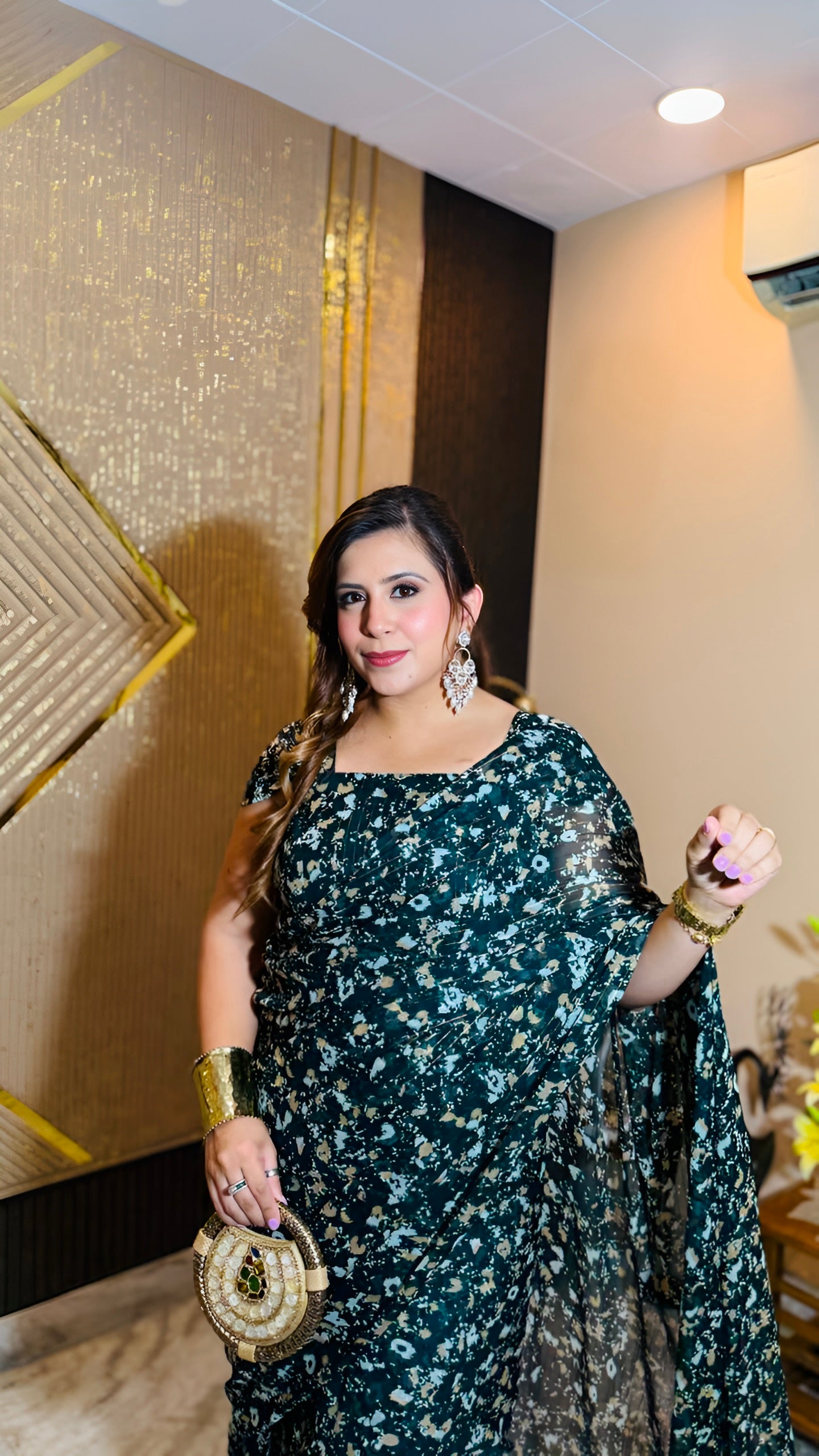 Emerald Eclipse Pre-Draped Saree
