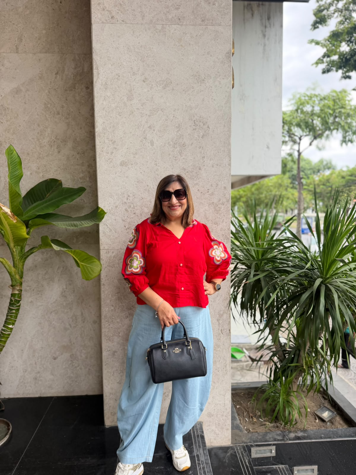 Crimson Frill Collar Rayon Co-Ord Set