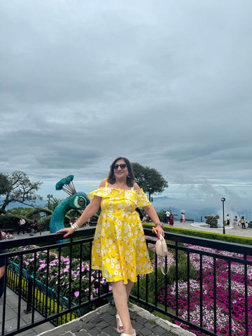 Yellow Daisy Off-Shoulder Dress