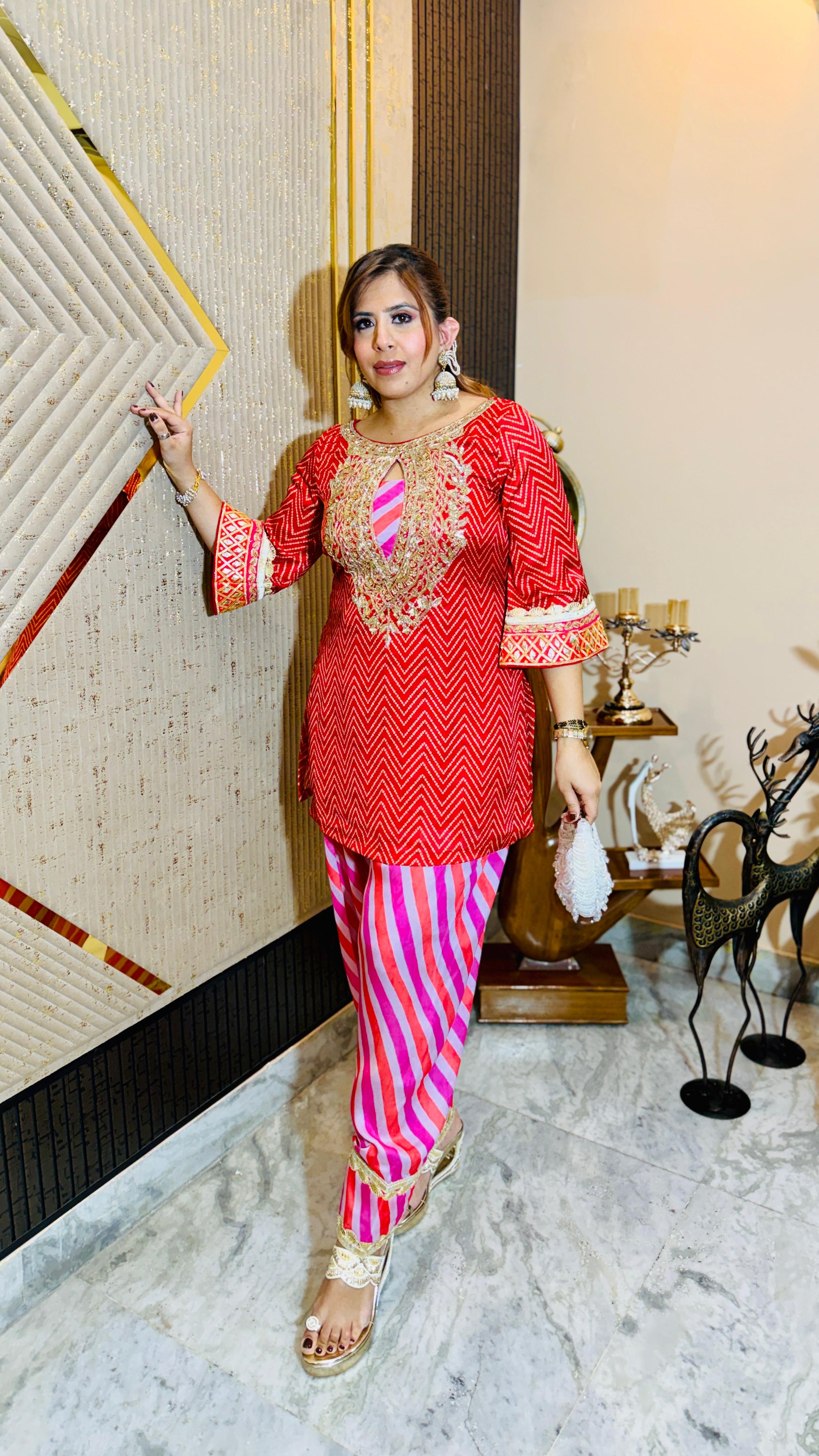 Dabka in Red Farshi Co-Ord