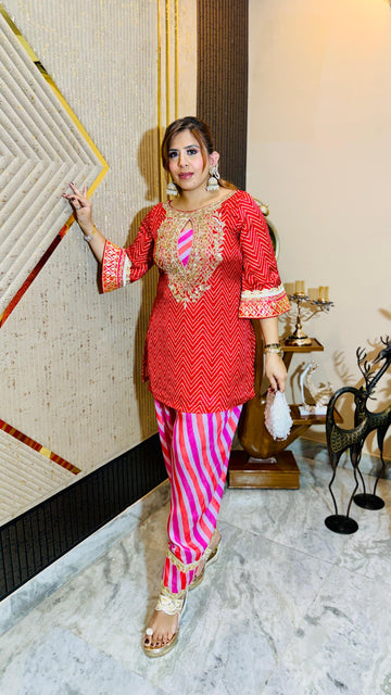 Dabka in Red Farshi Co-Ord