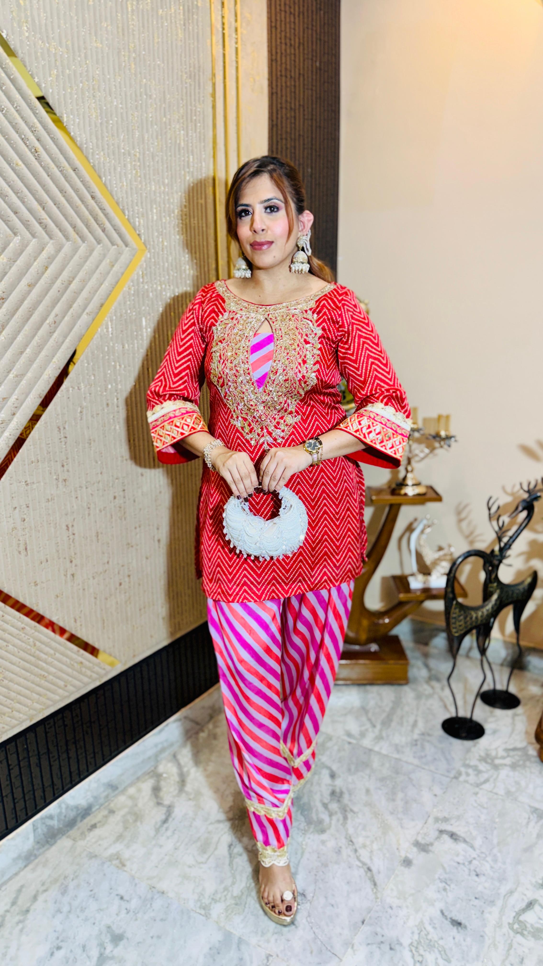 Dabka in Red Farshi Co-Ord