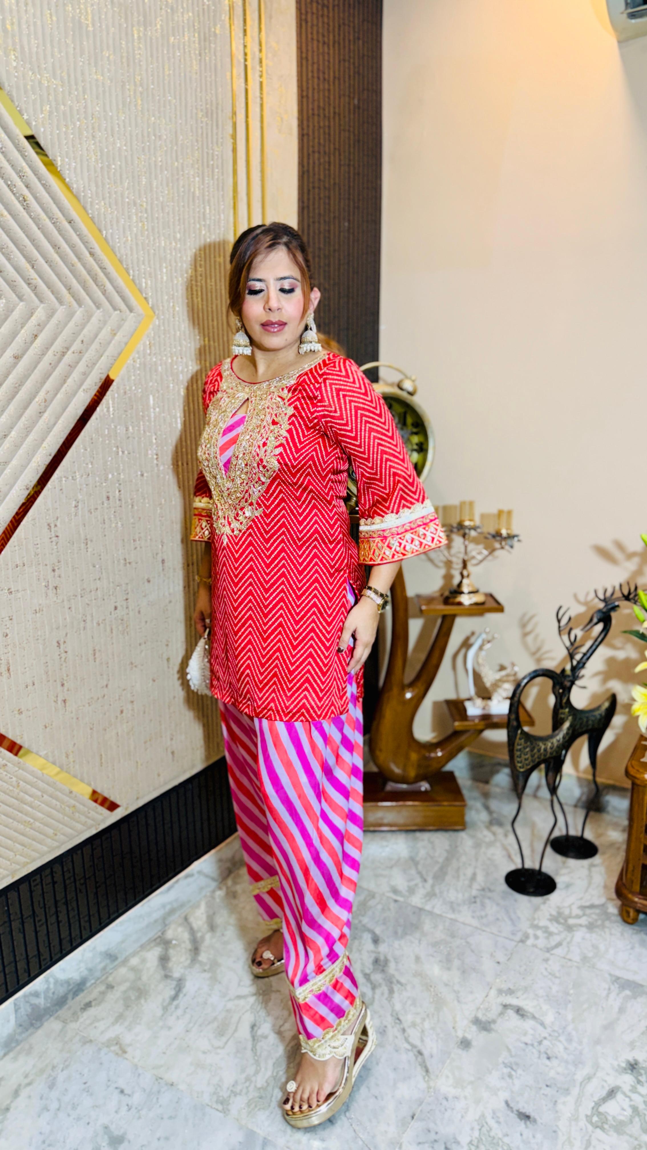 Dabka in Red Farshi Co-Ord