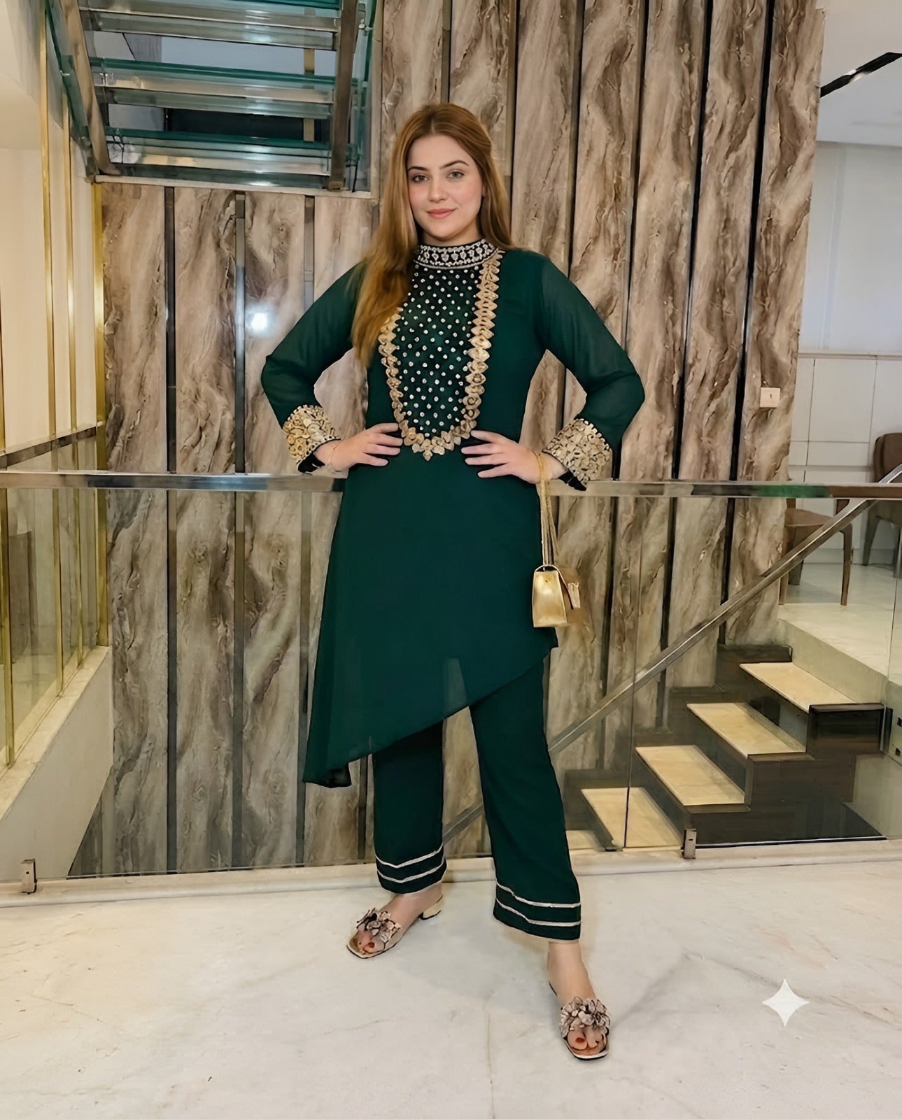 Festive Green Kurta Set