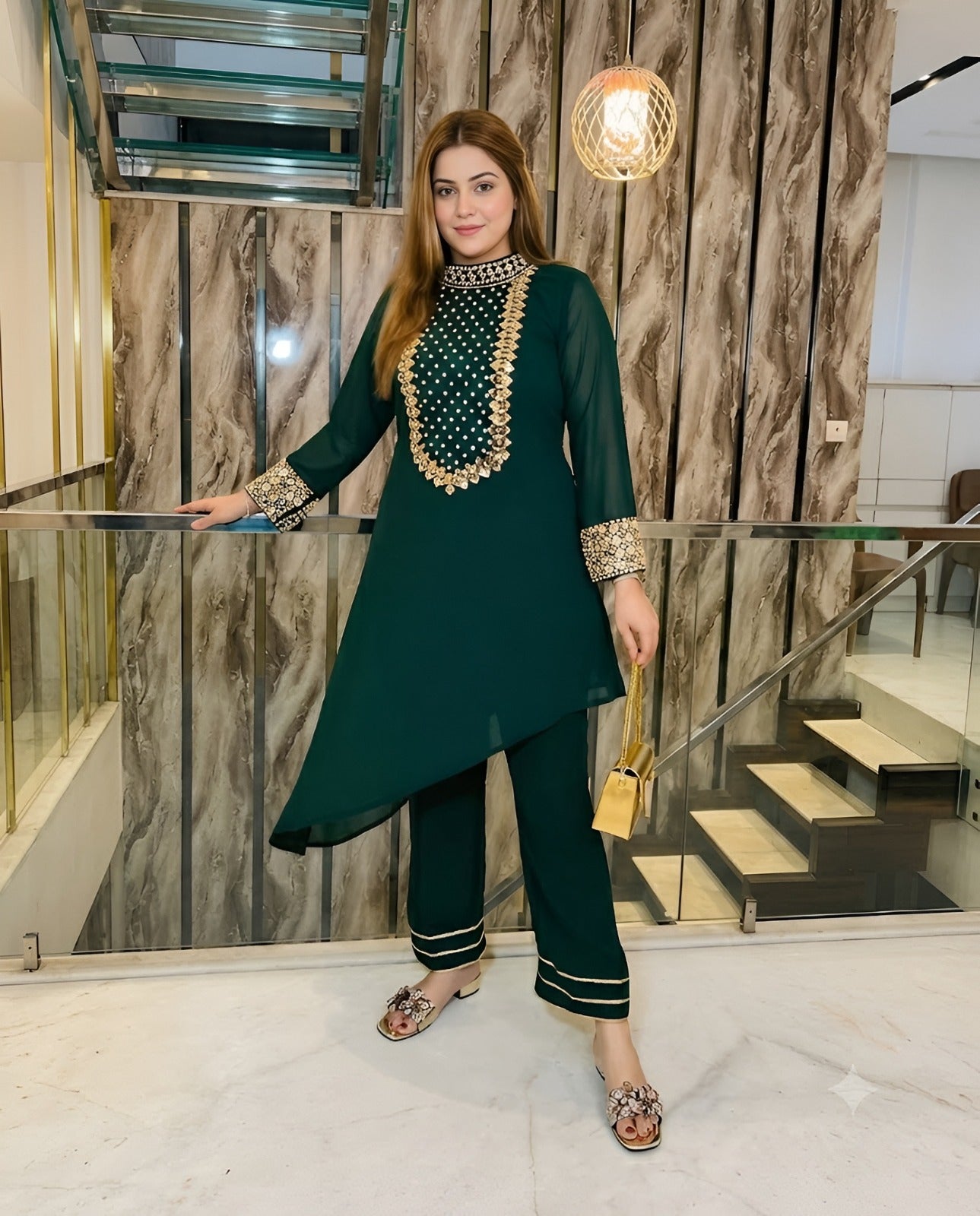 Festive Green Kurta Set